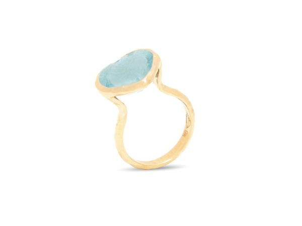 Simplicity Frosted Aquamarine Heart Ring