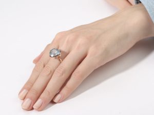 Simplicity Frosted Aquamarine Heart Ring - Image 2