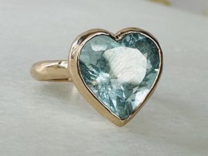 Simplicity Frosted Aquamarine Heart Ring - Image 8