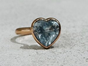 Simplicity Frosted Aquamarine Heart Ring - Image 9