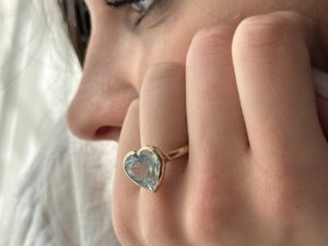 Simplicity Frosted Aquamarine Heart Ring - Image 6