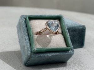 Simplicity Frosted Aquamarine Heart Ring - Image 13