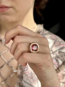 Pink Sapphire Cushion Ring - Image 8