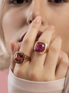 Pink Sapphire Cushion Ring - Image 2