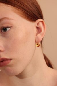 Drilled Citrine Hoop Earrings - Image 4