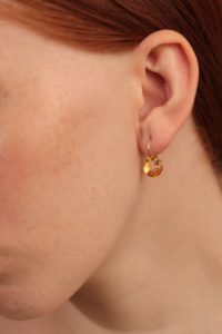 Drilled Citrine Hoop Earrings - Image 3