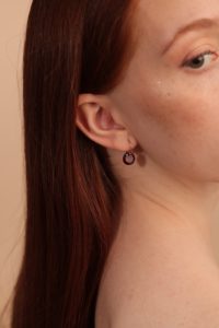 Drilled Garnet Hoop Earrings - Image 4