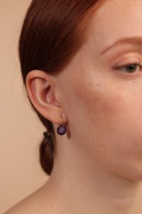 Drilled Amethyst Hoop Earrings - Image 5