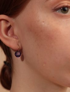 Drilled Amethyst Hoop Earrings - Image 2