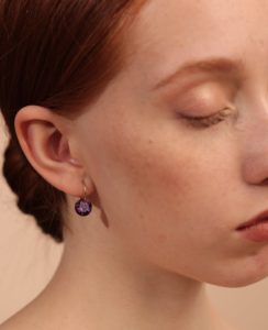 Drilled Amethyst Hoop Earrings - Image 3