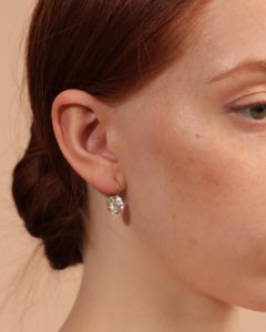 Drilled White Topaz Hoop Earrings - Image 2