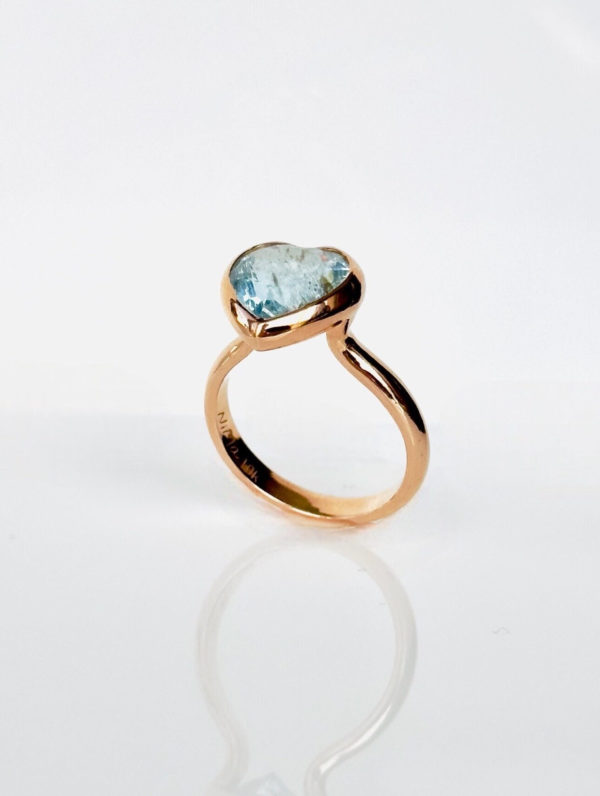 Aquamarine Medium Heart Ring