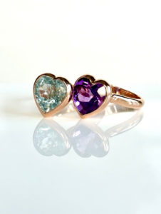 Aquamarine Medium Heart Ring - Image 4