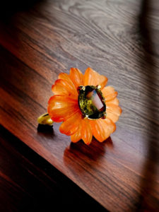 Blooming Orange-Pink Jade Green Tourmaline Ring - Image 4