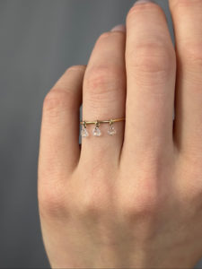 Floating Set Free Three Rose Cut Diamonds Ring - Image 7