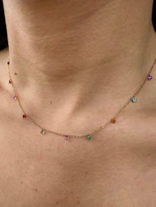 14k Gold Set Free Bare Floating Sapphires Necklace - Image 4