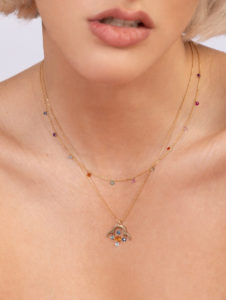 14k Gold Set Free Bare Floating Sapphires Necklace - Image 2