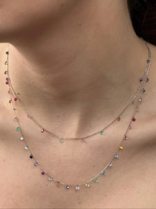 14k Gold Set Free Bare Floating Sapphires Necklace - Image 3