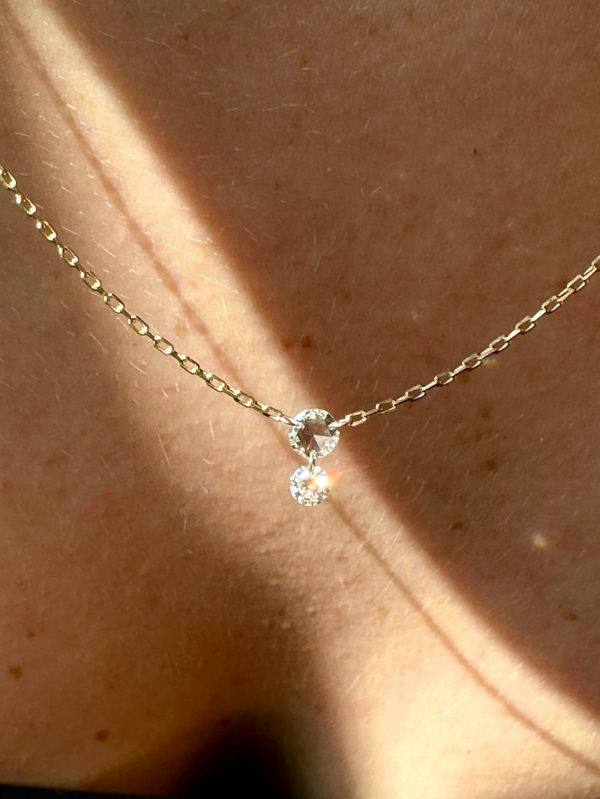 Two Diamonds Pendant Necklace