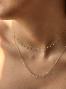 Set Free Floating Rose Cut Diamonds Station Necklace - Image 3