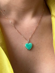 Natural Apple Green Chrysoprase Diamond Heart Pendant - Image 5