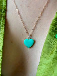 Natural Apple Green Chrysoprase Diamond Heart Pendant - Image 6