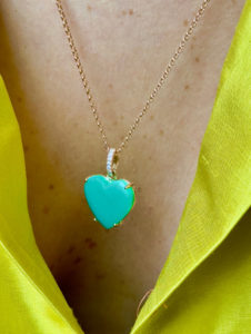 Natural Apple Green Chrysoprase Diamond Heart Pendant - Image 7