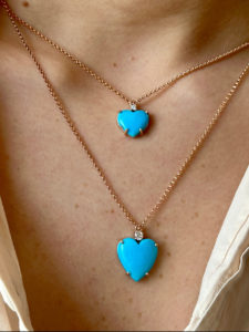 Natural Sleeping Beauty Turquoise Diamond Heart Pendant - Image 2