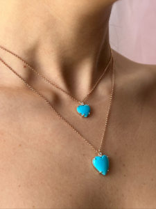 Natural Sleeping Beauty Turquoise Diamond Heart Pendant - Image 3