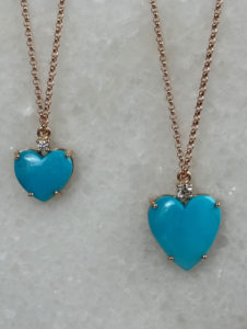 Natural Sleeping Beauty Turquoise Diamond Heart Pendant - Image 6