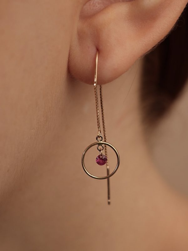 Floating Pierced Ruby Threader Earrings