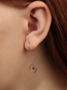 Floating Pierced Ruby Threader Earrings - Image 2