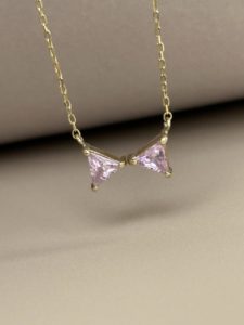 Blue Sapphire Bow Necklace - Image 2