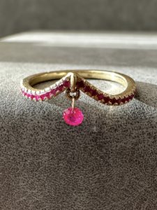 Natural Ruby Marquise Pave Ring - Image 7