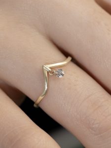 Floating Diamond Wishbone Chevron Ring - Image 2