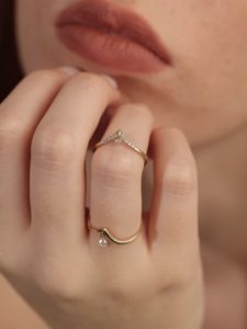 Floating Diamond Wishbone Chevron Ring - Image 7