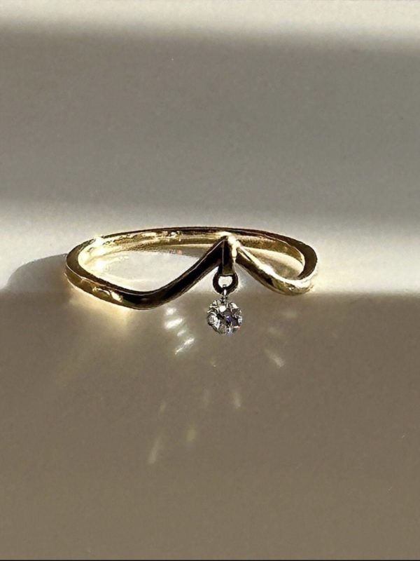 Floating Diamond Wishbone Chevron Ring